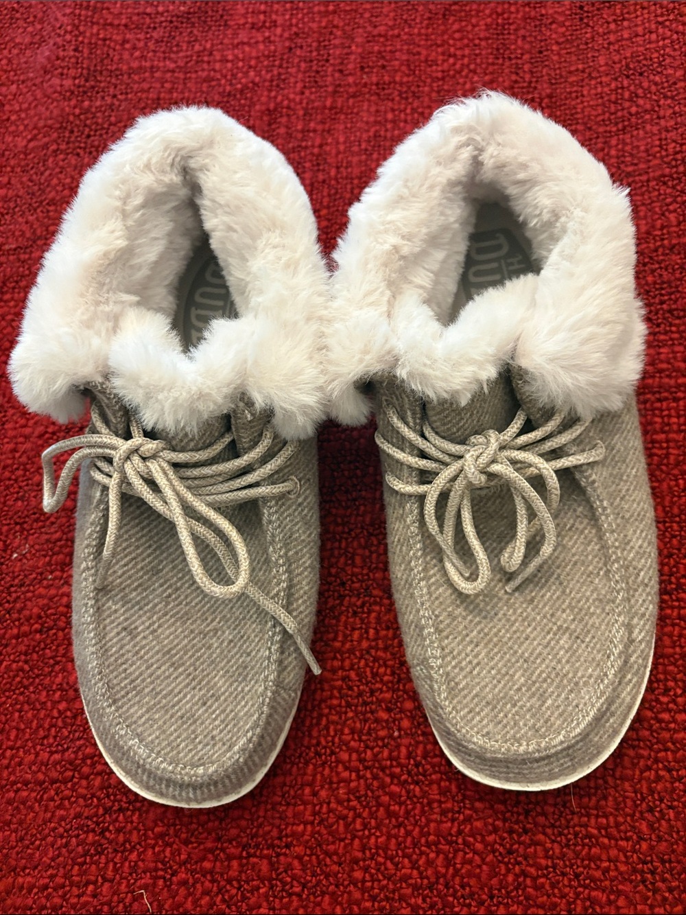 Hey Dude Lace-Up Slippers in Light Beige